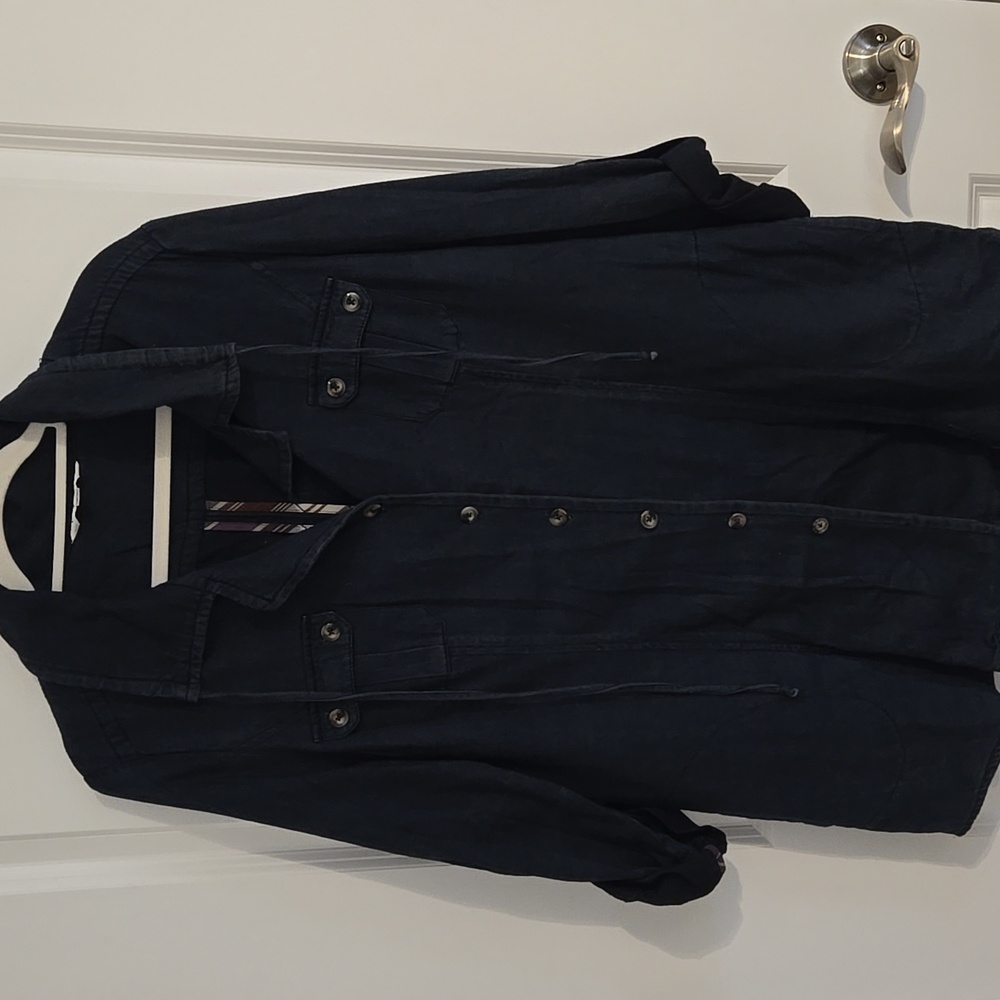 Cabi 340 Chambray Dark Navy Denim Shirt Shacket Size XL